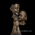 Old Love Couple Bronze Bust for Sale